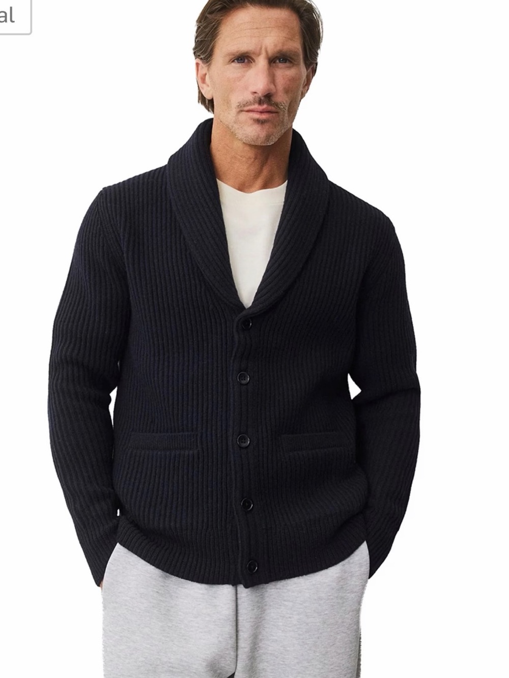 Men’s Reigning Champ Shawl Collar Black Button-Front Men's Sweater Cardigan